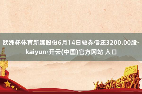 欧洲杯体育新媒股份6月14日融券偿还3200.00股-kaiyun·开云(中国)官方网站 入口