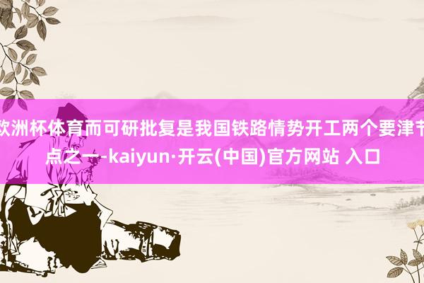 欧洲杯体育而可研批复是我国铁路情势开工两个要津节点之一-kaiyun·开云(中国)官方网站 入口